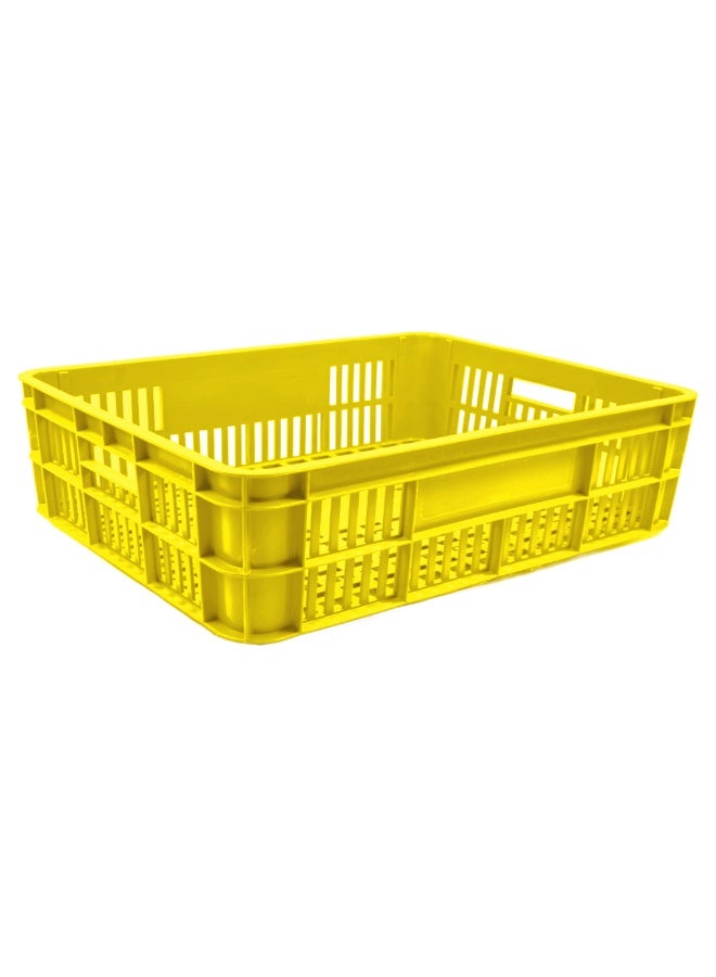 صناعات بلاستيكا ذ.م.م. Bakery Crate Ventilated Storage Crate BC594517 Stackable & Durable Storage Box For Home Office and Outdoor Organizer (590mm x 450mm x 170mm) Yellow - Image 1